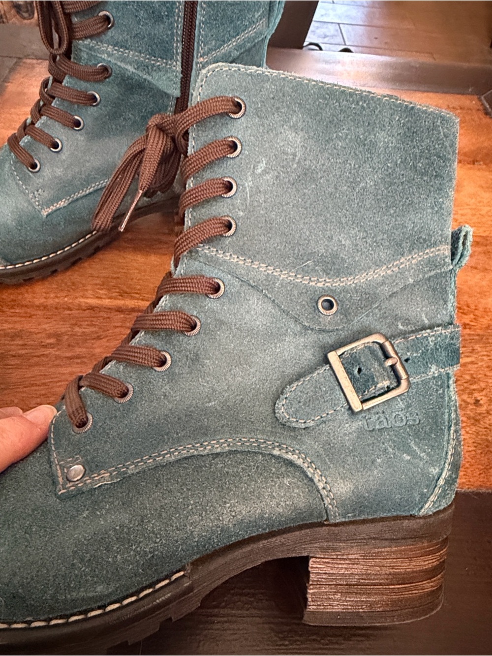 Taos Teal distressed leather ankle boots size 40 EU EUC - Picture 11 of 13